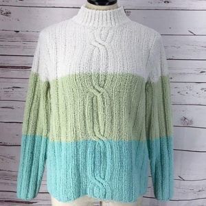 Ambra Knitted Tricolor Knotted Design Crew Sweater‎